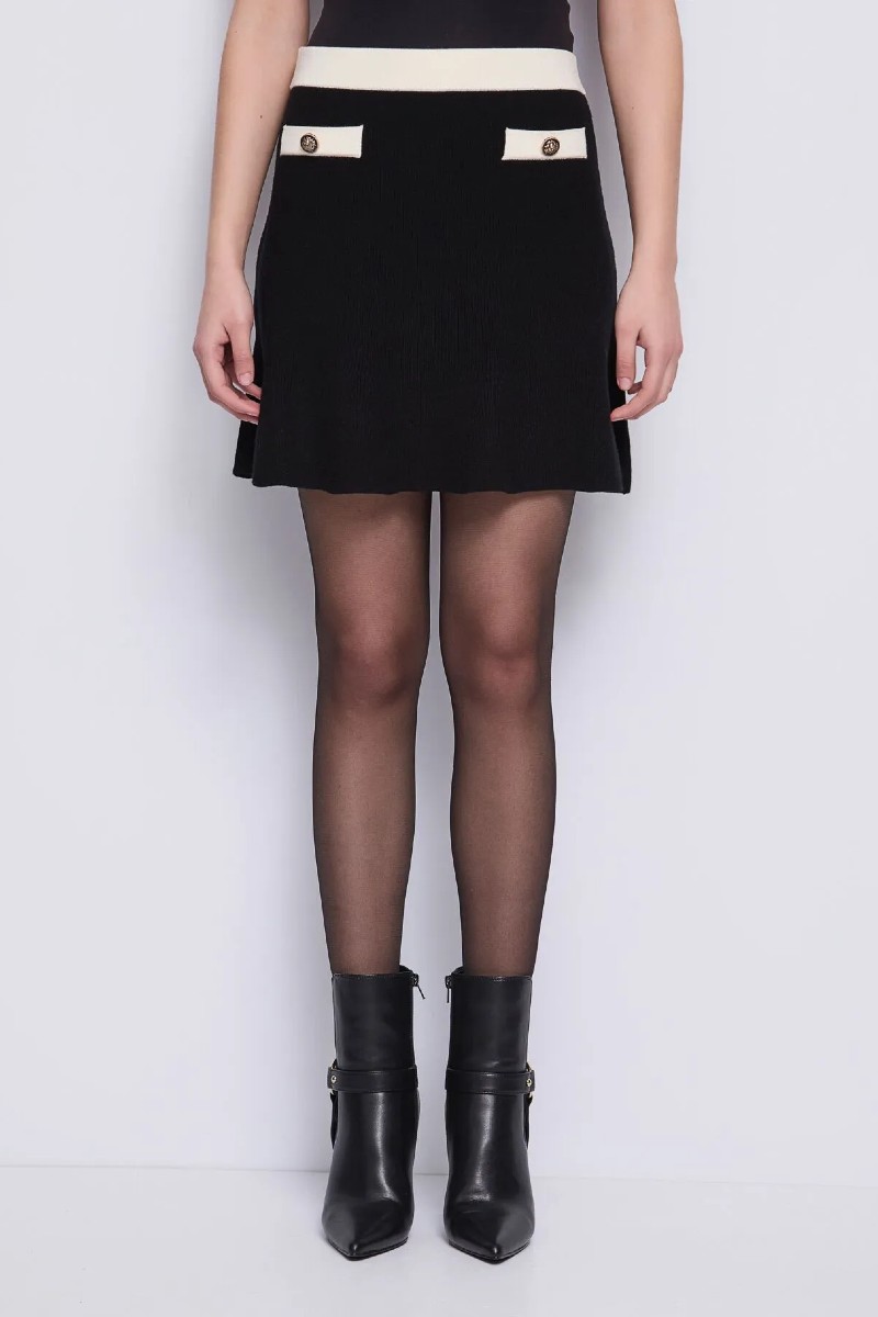 Μίνι φούστα από νήμα με λεπτομέρειες σε αντίθεση 251_521FD73005 Gaudi