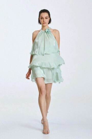 Φόρεμα μίνι με βολάν και λουλούδι 63-3023 SPELL