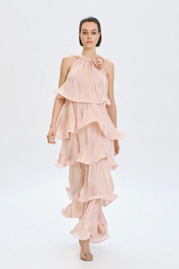 Φόρεμα halter με βολάν και λουλούδι 63-3324 SPELL