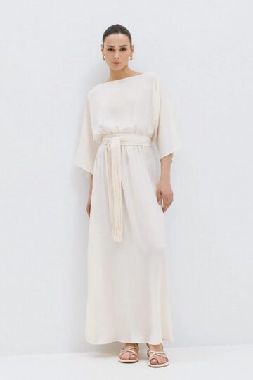 Φόρεμα μακρύ με ζώνη με κρόσσια 63-3416 ACCESS