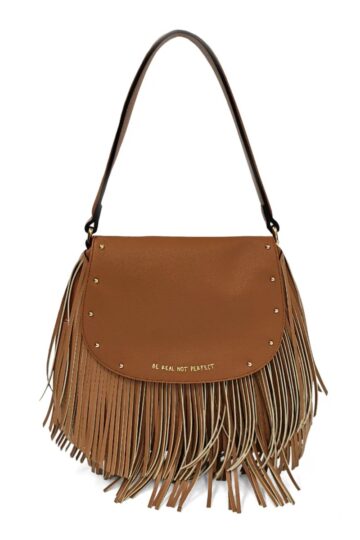 Τσάντα ώμου με κρόσσια, καπάκι και κρόσσια  ps2610b02