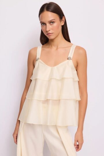 Γυναικείο λευκό τοπ με κουμπιά με κοσμήματα GAUDI 262_611FD45045_3213