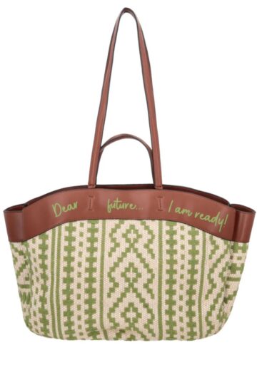 Τσάντα ώμου Giulia από πράσινο υφαντό ύφασμα PC2620B27 C40