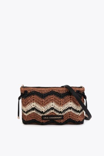 Lola Casademunt Δίχρωμο Chevron Effect Raffia Χιαστί Πέδιλο Crossbody LS2604097_2N5